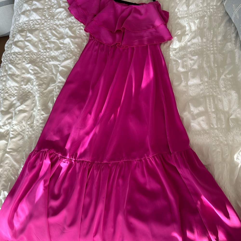 Elegant Fuchsia One Shoulder Dress